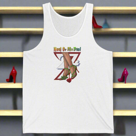 High Heels and Flowers women jersey tank top white