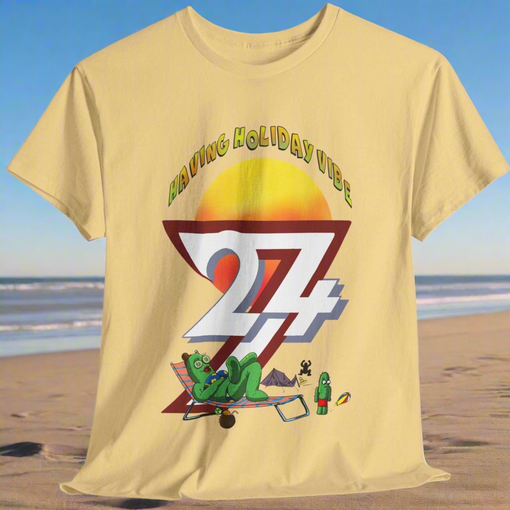 Holiday T-shirt cactus on tee funny t-shirt by 24/7 Unique Designs corn silk