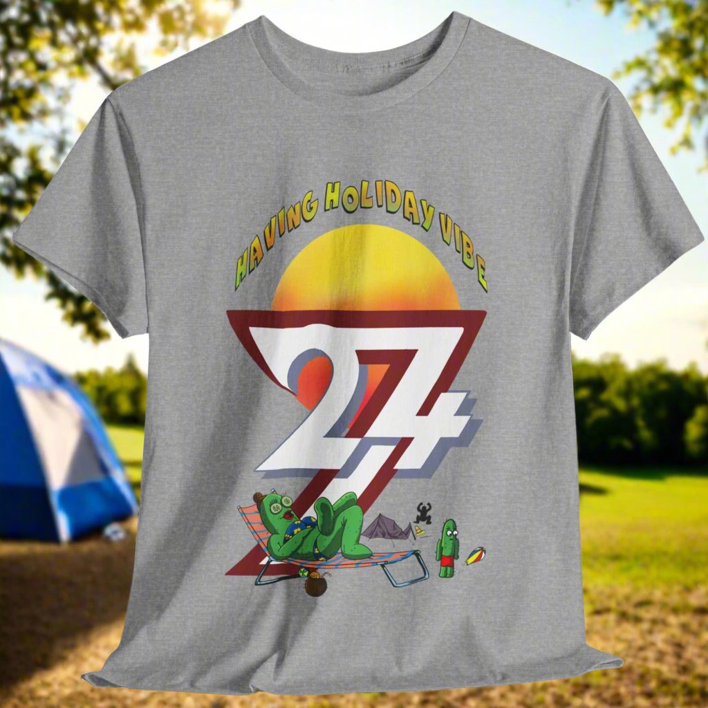Holiday T-shirt cactus on tee funny t-shirt by 24/7 Unique Designs grey