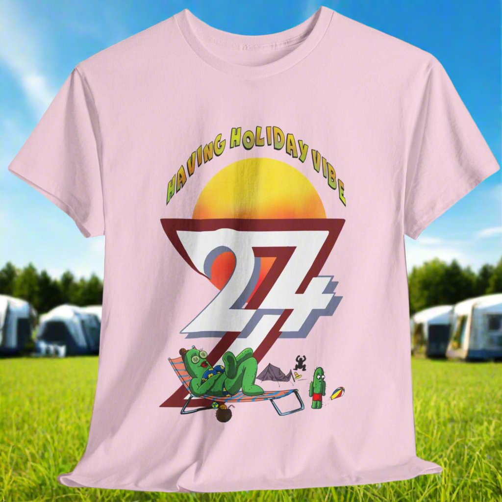 Holiday T-shirt cactus on tee funny t-shirt by 24/7 Unique Designs light pink