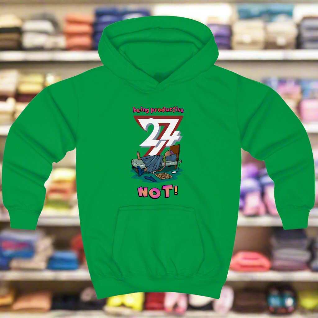 Kids Clothing Unique Design Kids Hoodie Lazy Kid kelly green