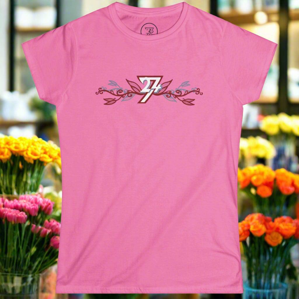 Ladies Floral t-shirt azalea front