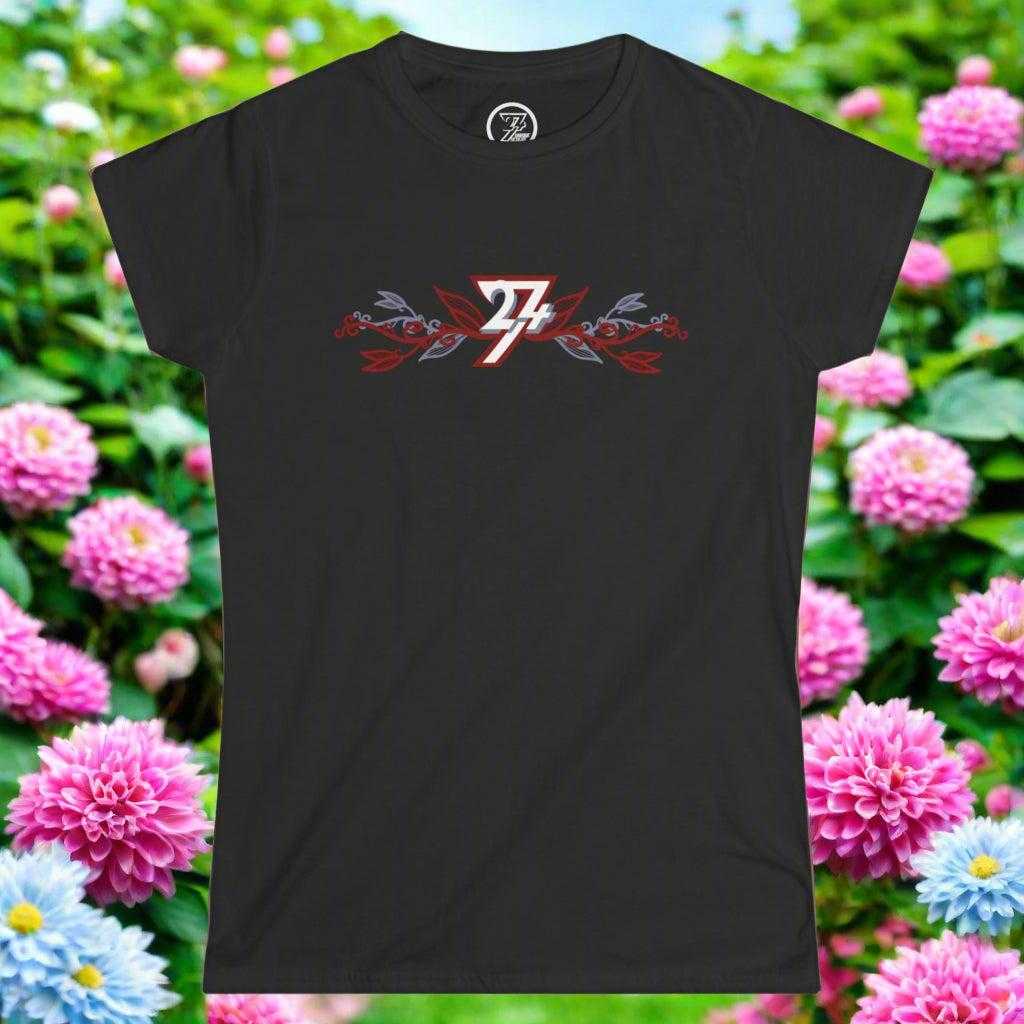 Ladies Floral t-shirt flower design black