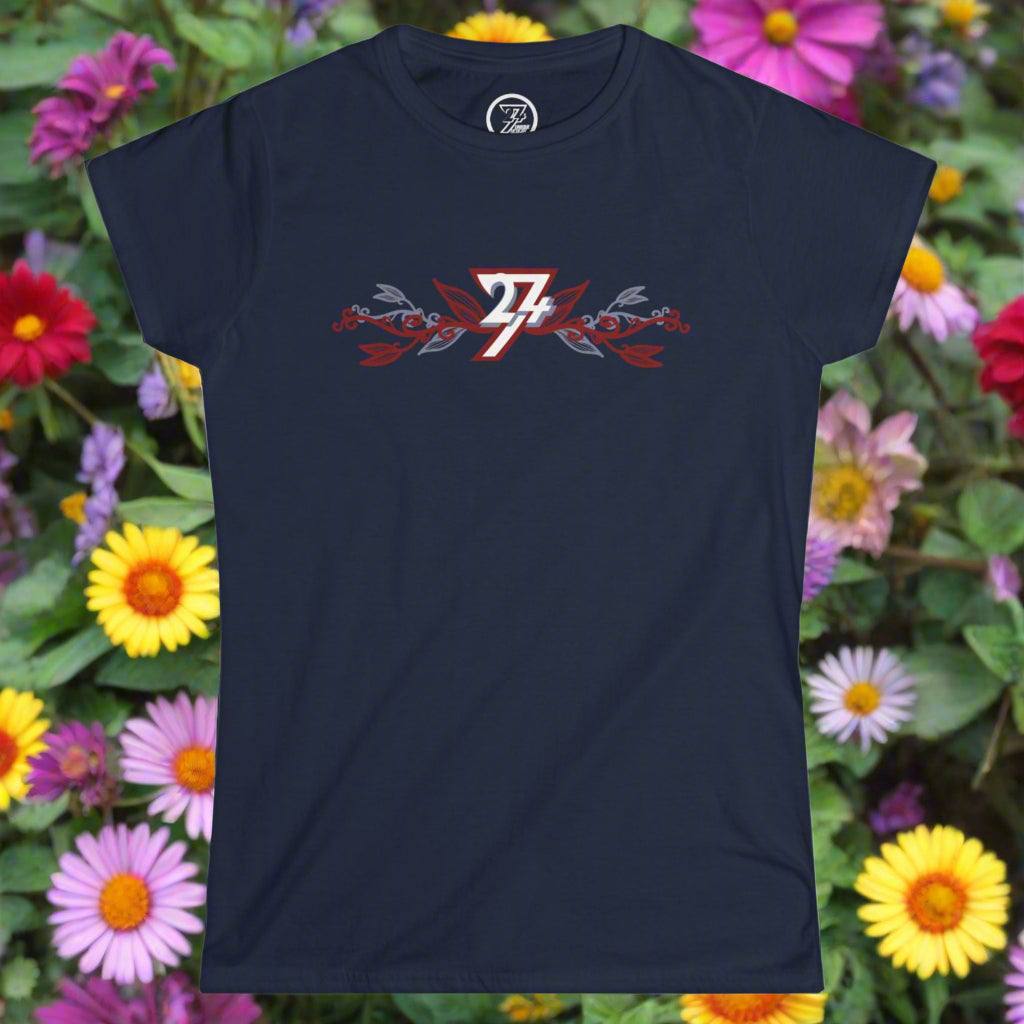 Ladies Floral t-shirt flower design navy