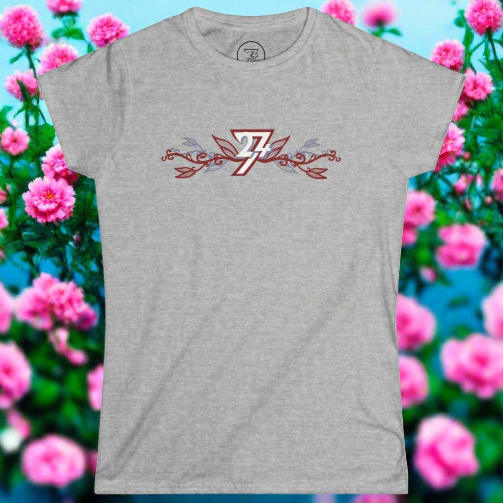 Ladies Floral t-shirt sports grey front