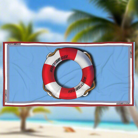 Life-belt themed beach towel for summer vacations