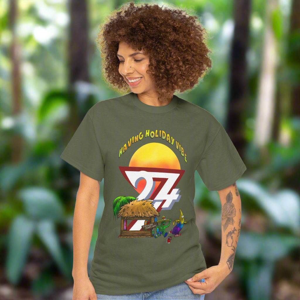 Military Green Cactus Banana Boat T-Shirt - Unique Summer Design Tee
