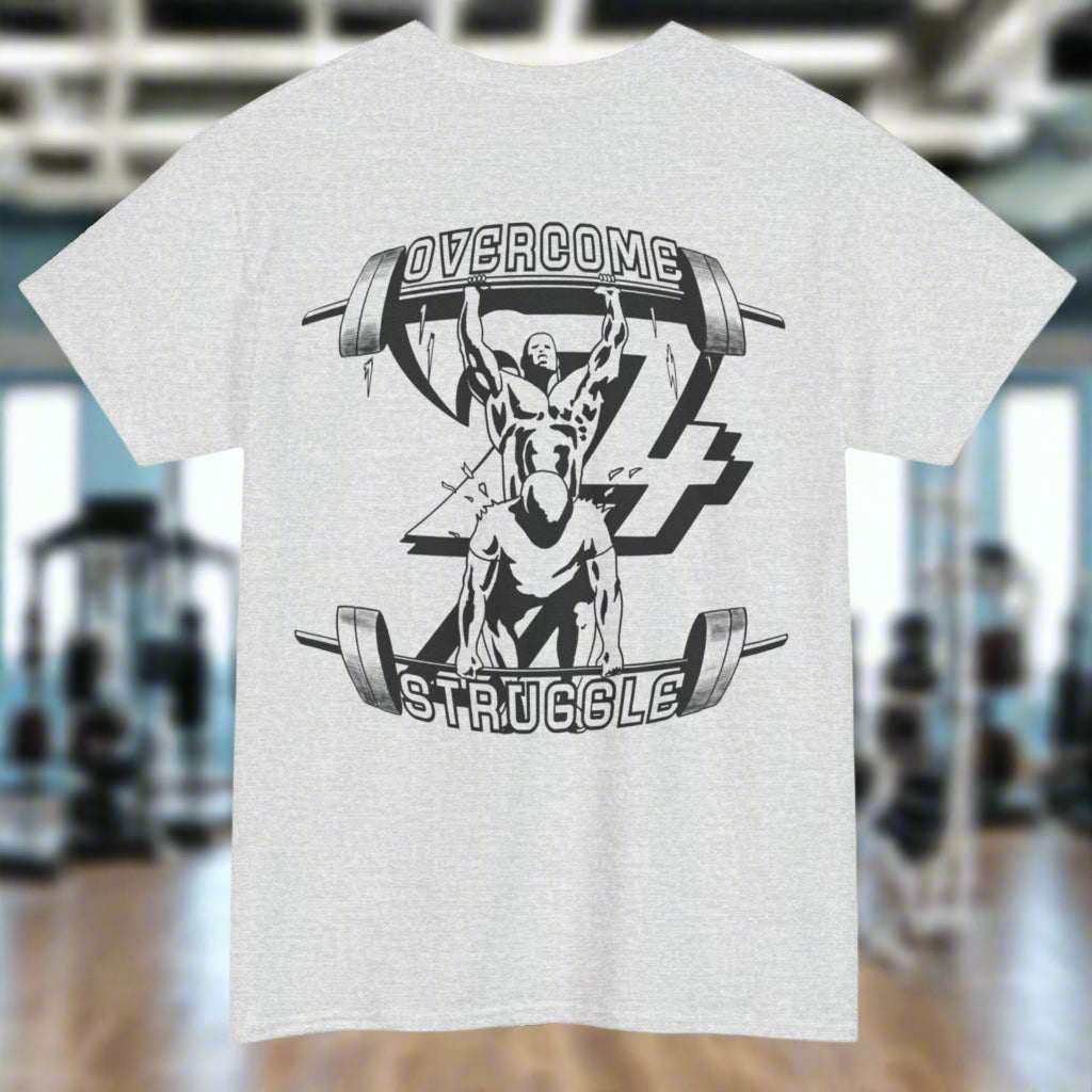 Motivational workout t-shirt gym tee weight lifting top by 24/7 Unique Designs ash back view