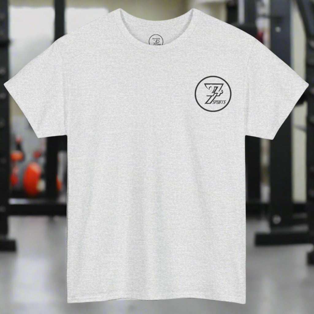 Motivational workout t-shirt gym tee weight lifting top by 24/7 Unique Designs ash front