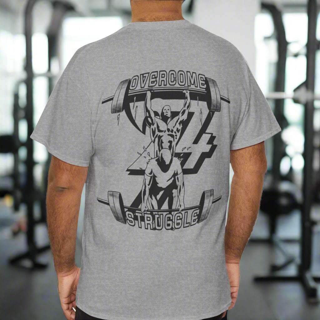 Motivational workout t-shirt gym tee weight lifting top by 24/7 Unique Designs sport grey back view
