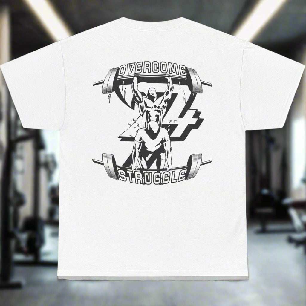 Motivational workout t-shirt gym tee weight lifting top by 24/7 Unique Designs white back view