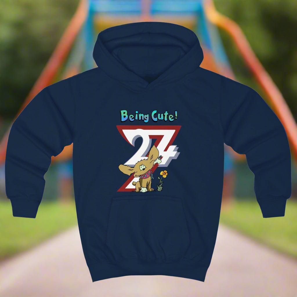 Navy Kids Hoodie puppy design