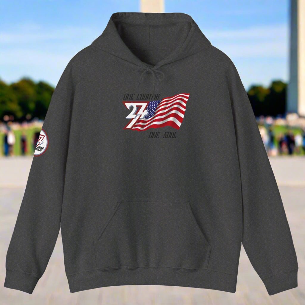 Premium USA Hoodie - American Pride Patriotic Apparel unique gift in dark heather