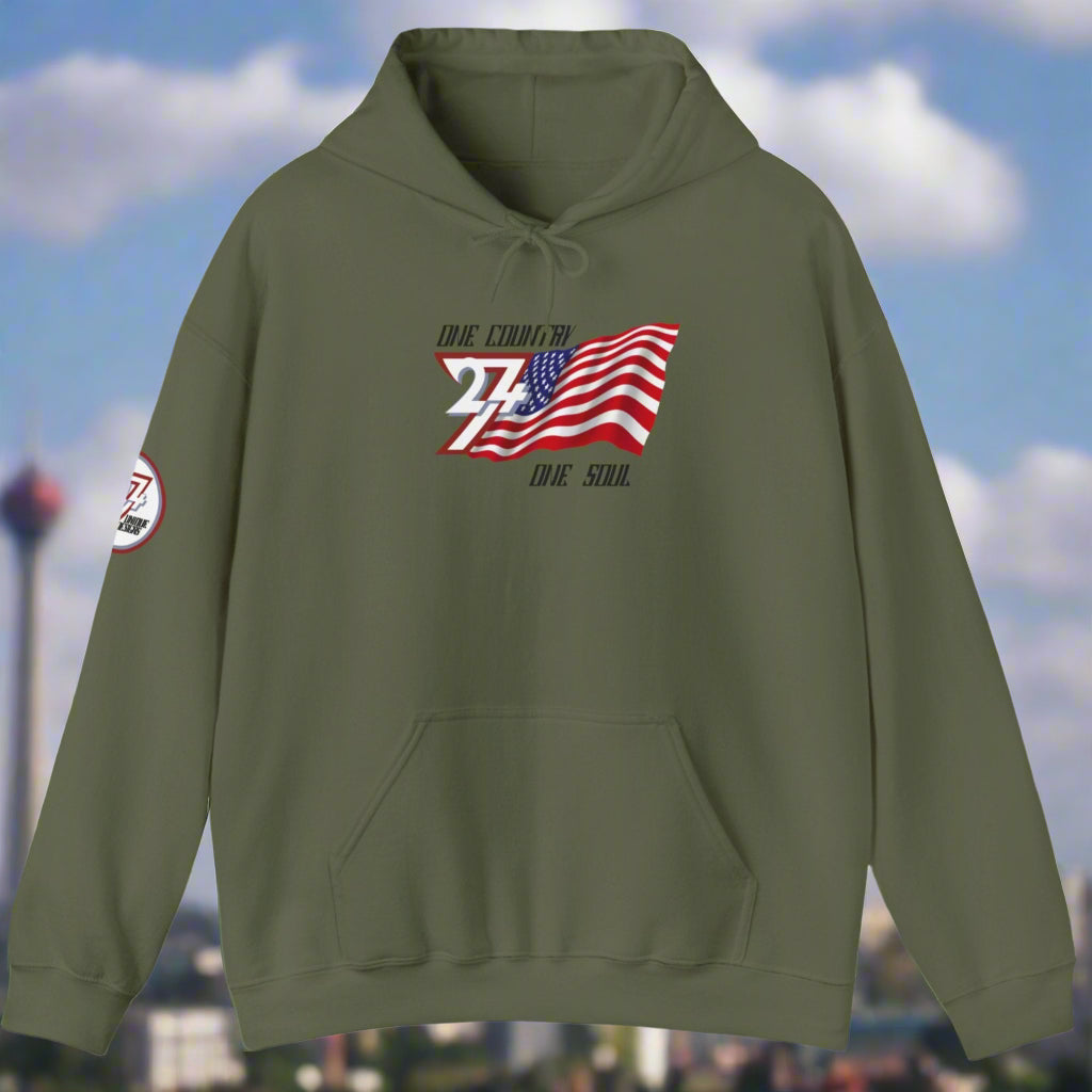 Premium USA Hoodie - American Pride Patriotic Apparel unique gift military green