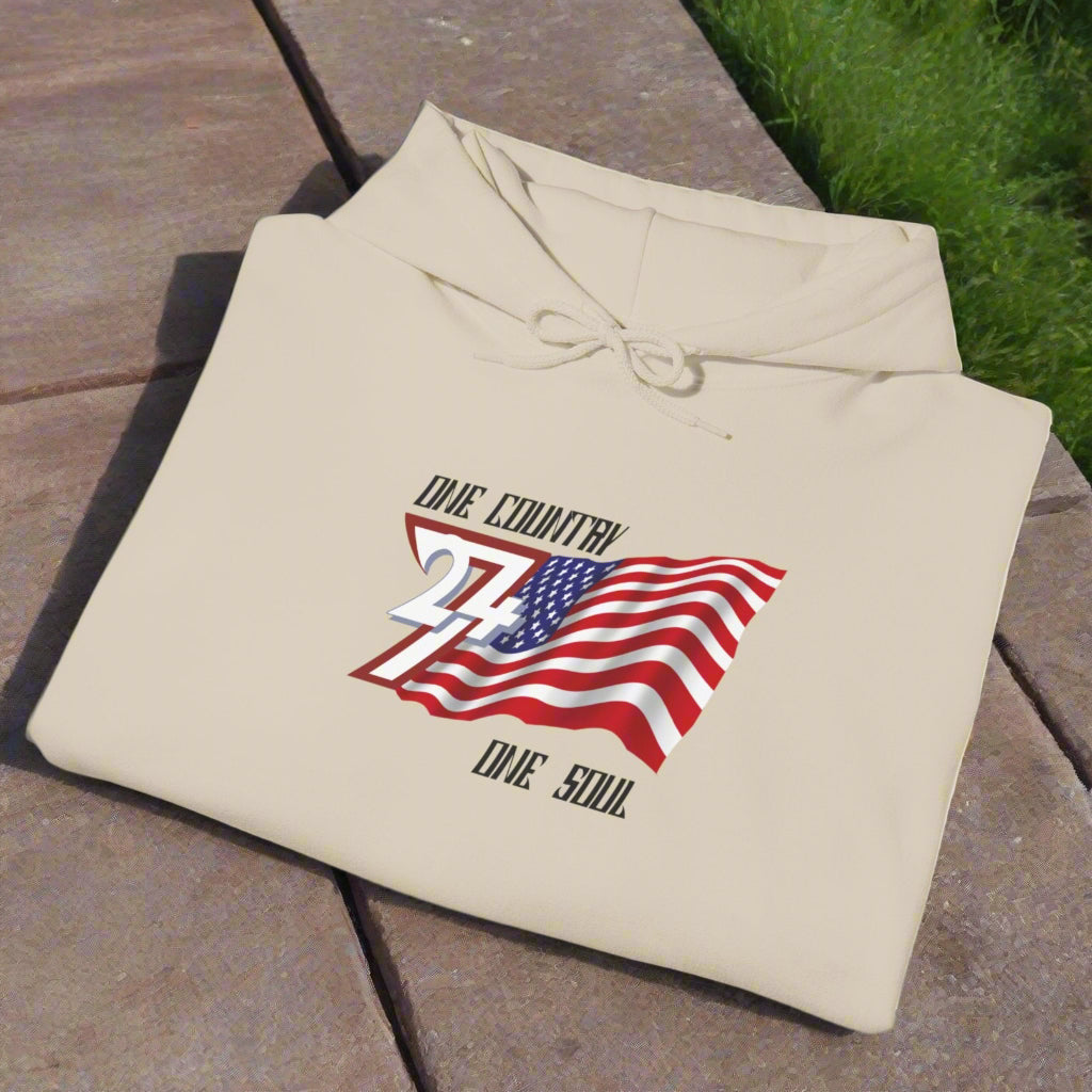 Premium USA Hoodie - Sand color American Pride Patriotic Apparel