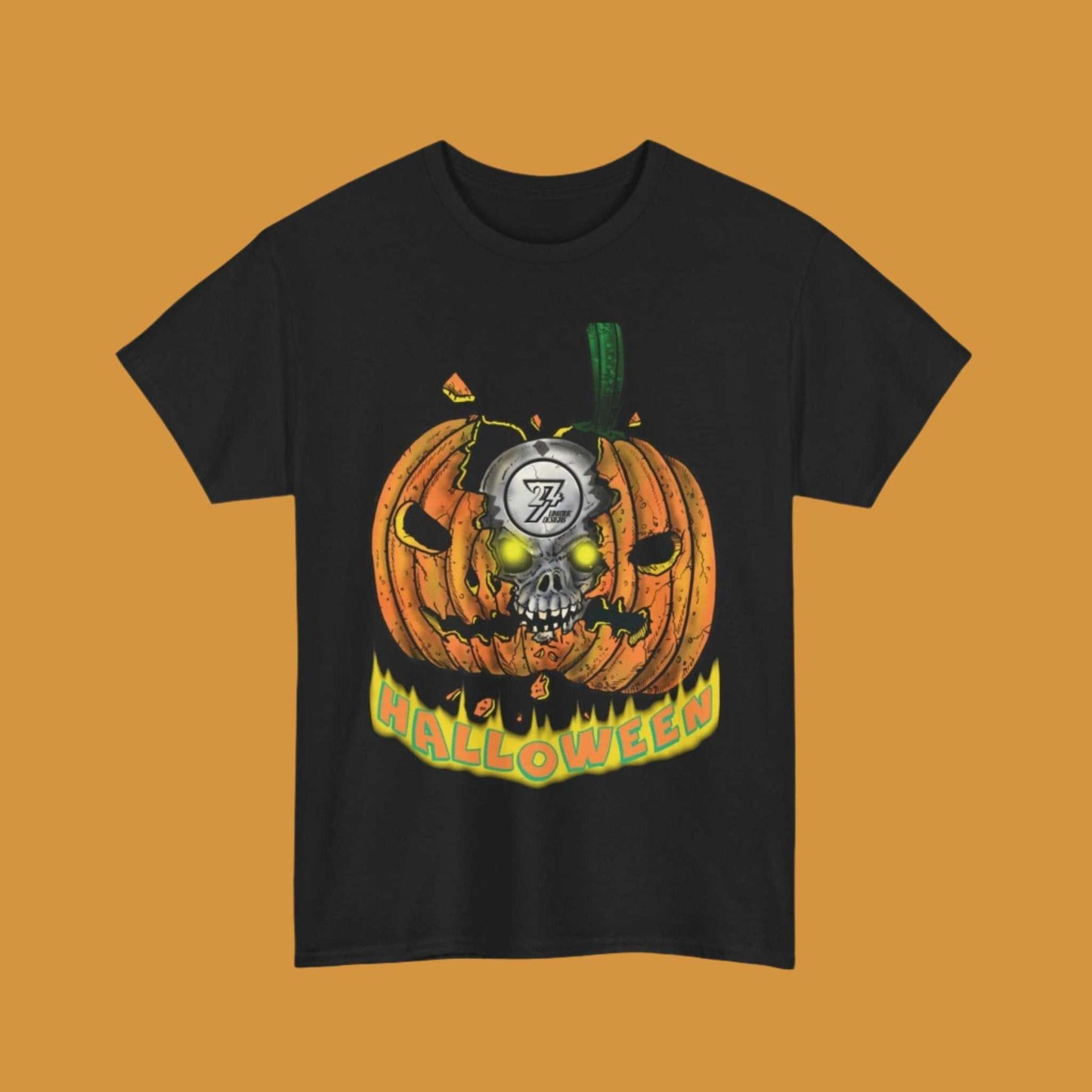 Pumpkin Skull Halloween Tee black