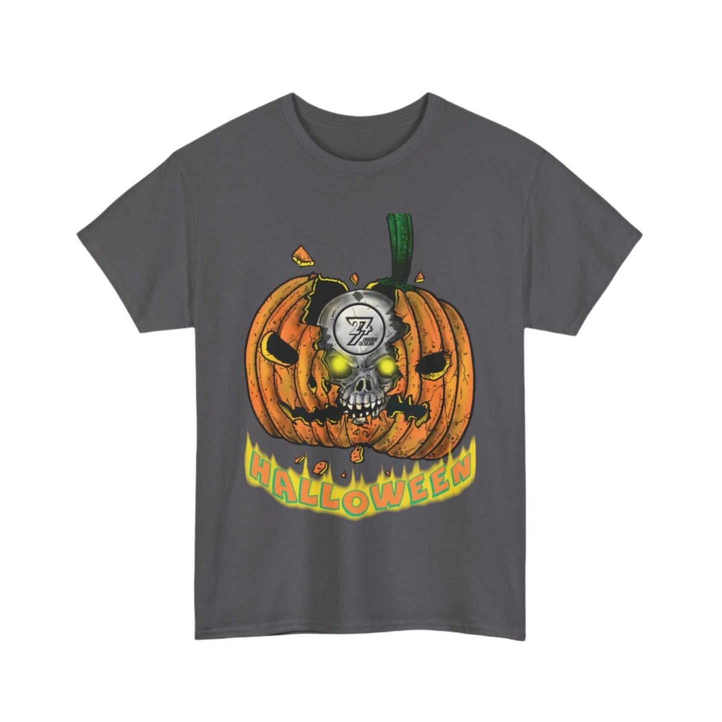 Pumpkin Skull Halloween Tee charcoal