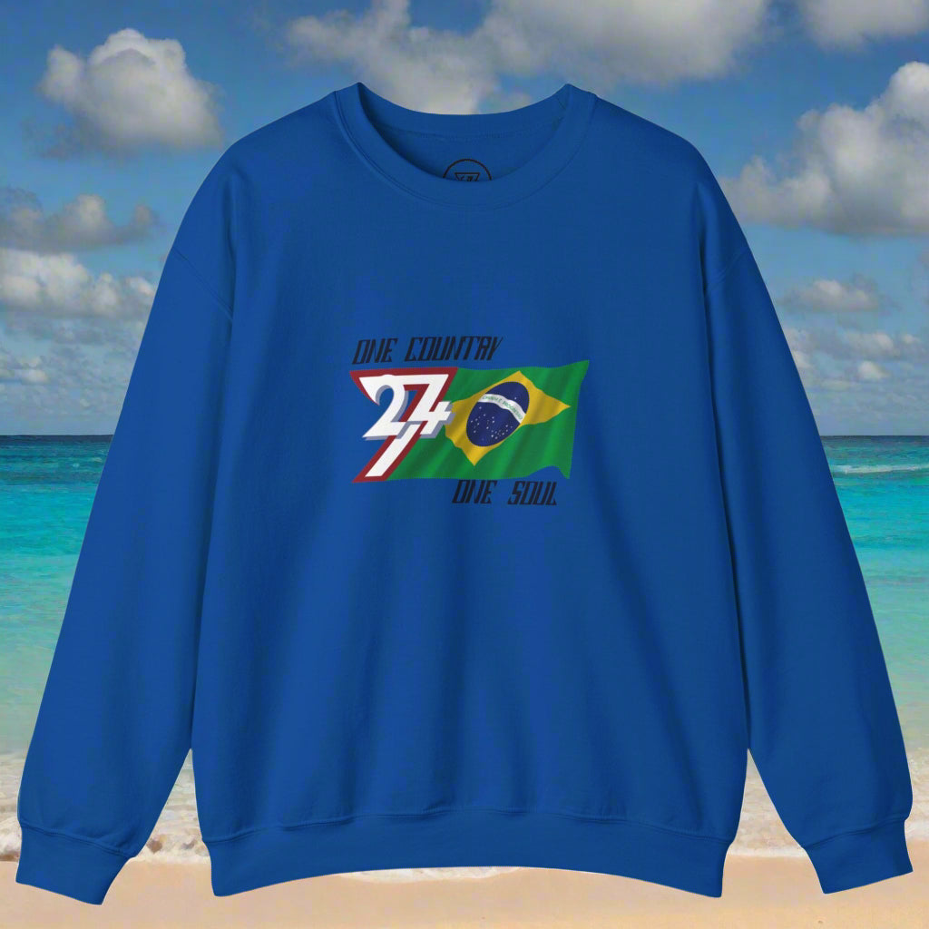 Royal blue jumper with Brazil flag printed on chest