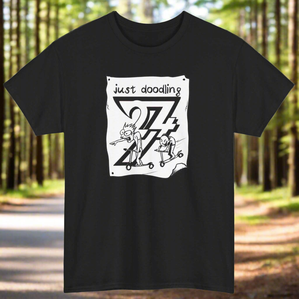 Scooter T-shirt Just Doodling Scooter Kids Tee by 24/7 Unique Designs black