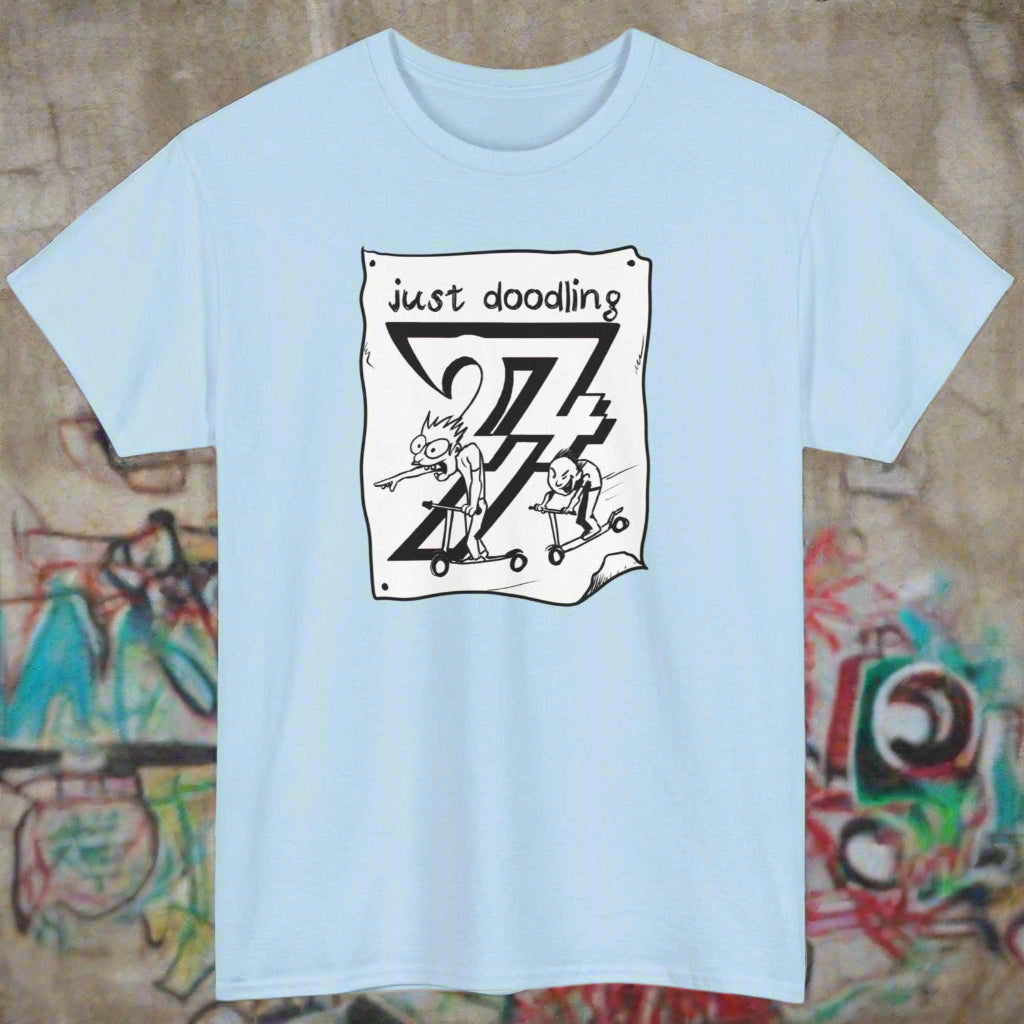 Scooter T-shirt Just Doodling Scooter Kids Tee by 24/7 Unique Designs light blue