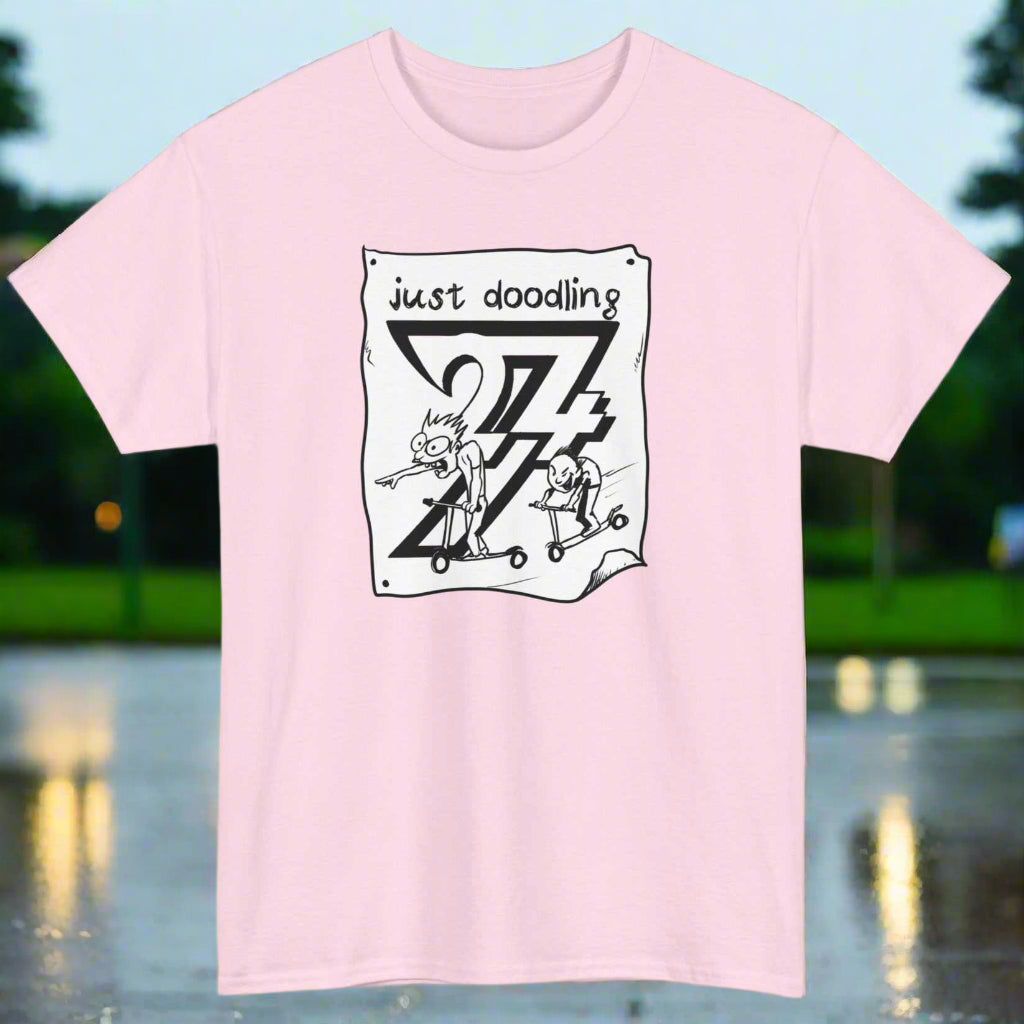 Scooter T-shirt Just Doodling Scooter Kids Tee by 24/7 Unique Designs light pink