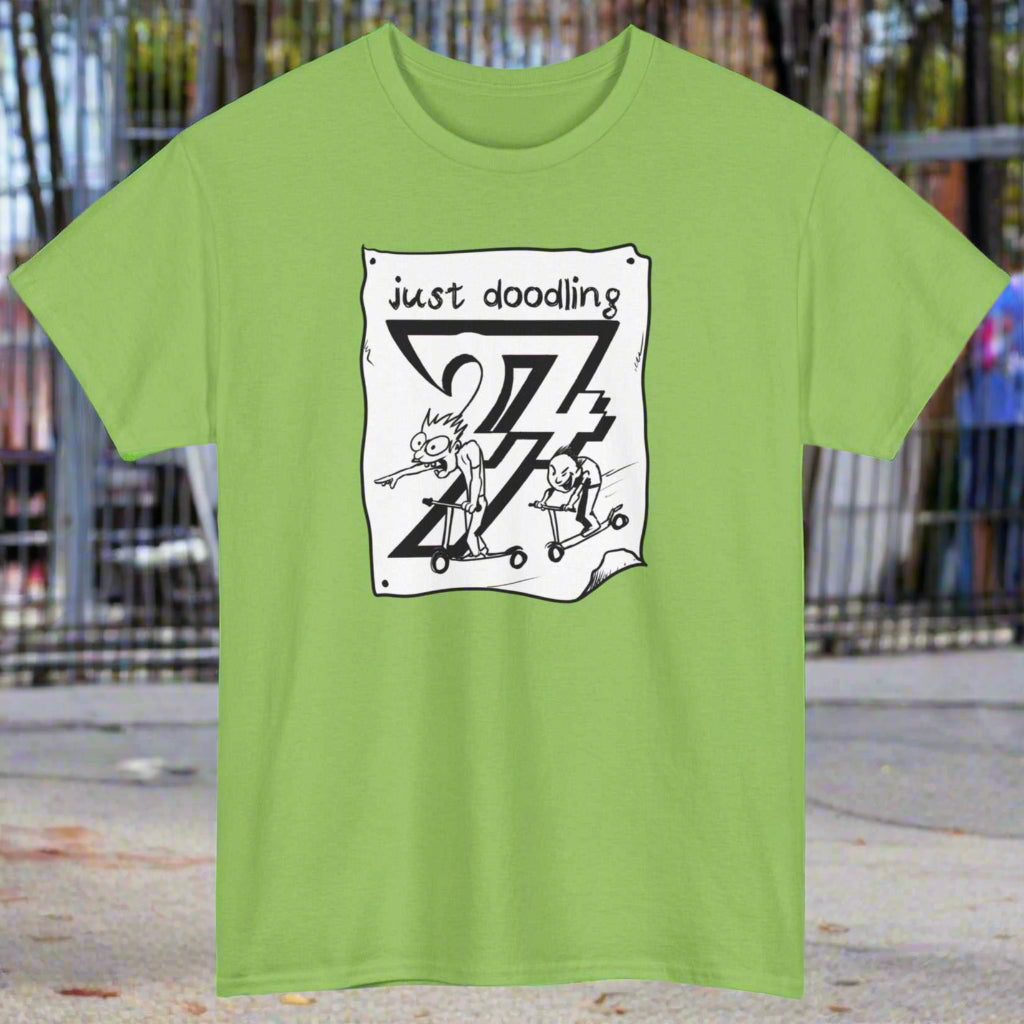 Scooter T-shirt Just Doodling Scooter Kids Tee by 24/7 Unique Designs lime