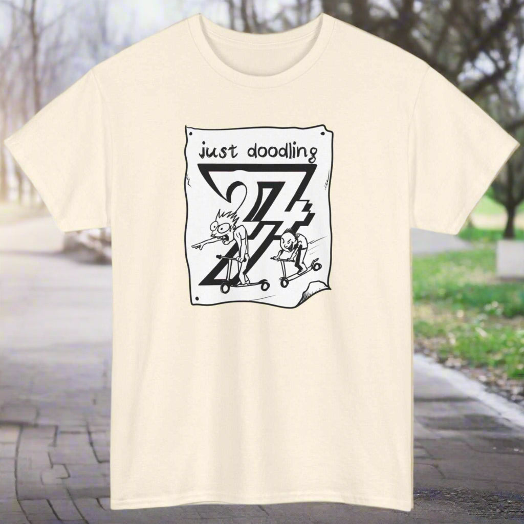 Scooter T-shirt Just Doodling Scooter Kids Tee by 24/7 Unique Designs natural