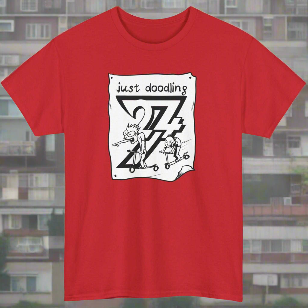 Scooter T-shirt Just Doodling Scooter Kids Tee by 24/7 Unique Designs red