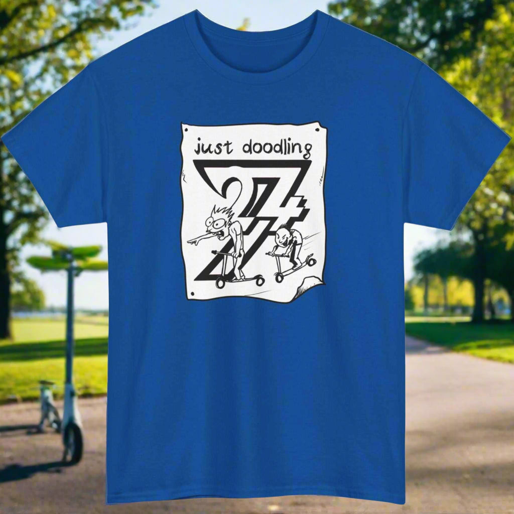 Scooter T-shirt Just Doodling Scooter Kids Tee by 24/7 Unique Designs royal
