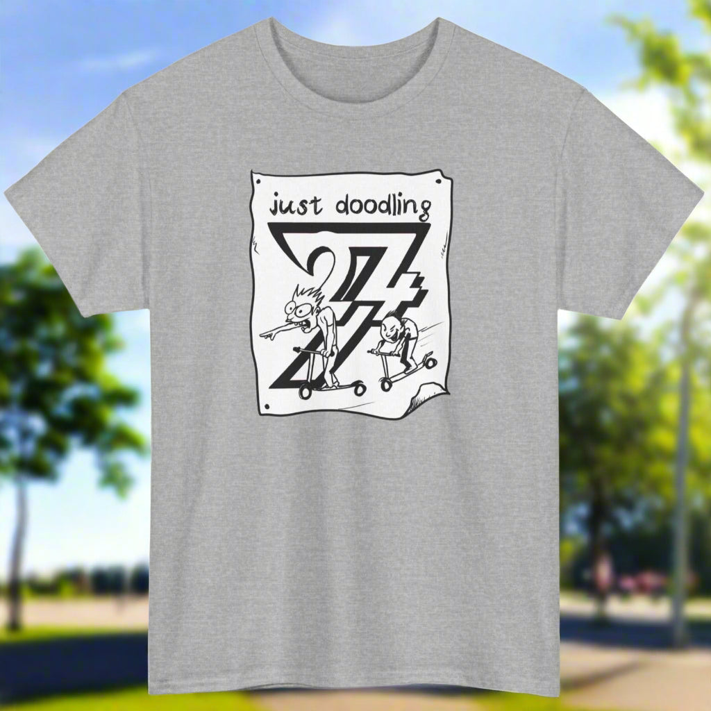 Scooter T-shirt Just Doodling Scooter Kids Tee by 24/7 Unique Designs sports grey