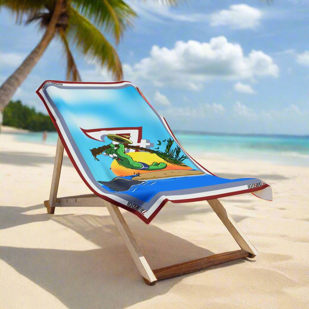Shark Beach Towel - Cactus Holiday Vibe sandy beach with sun bed
