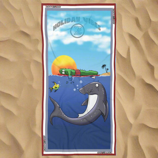 Shark Towel Surfing cactus towel summer towel by 24/7 Unique Designs