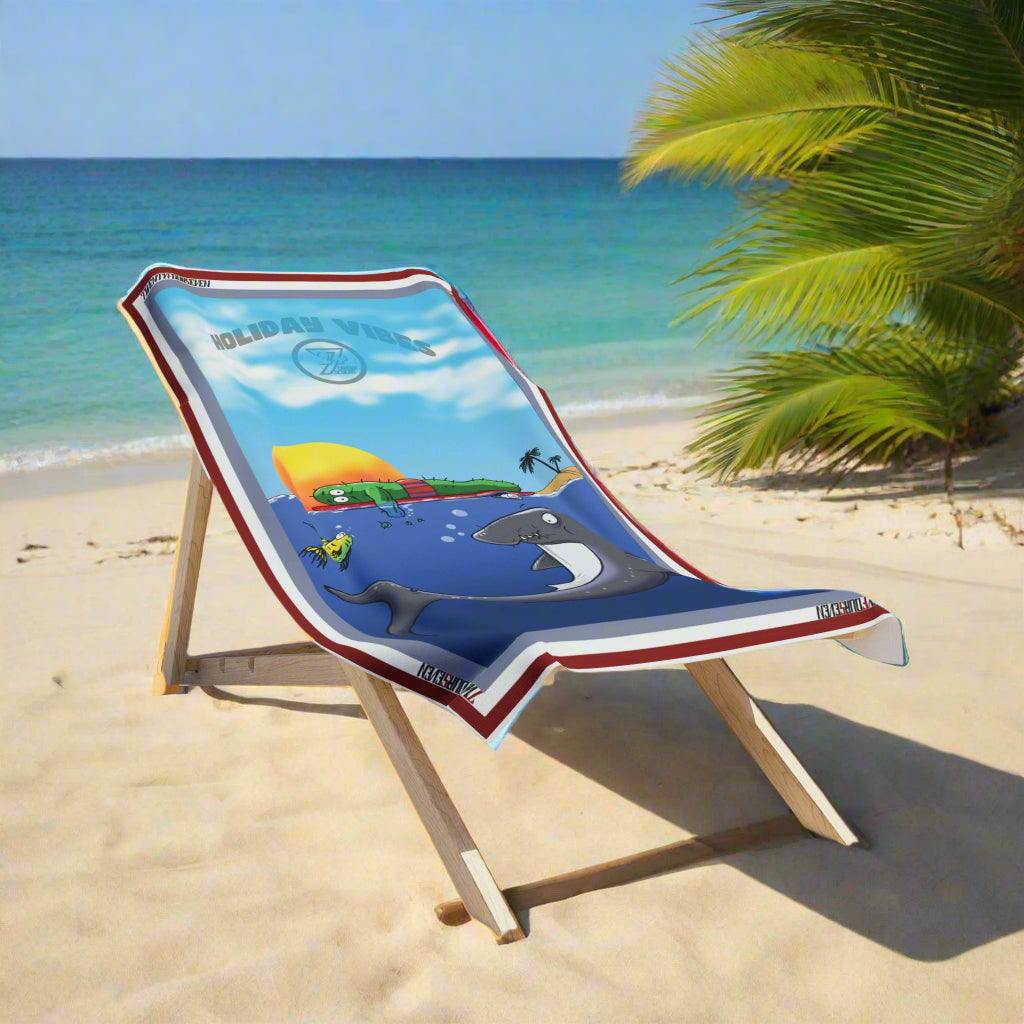 Shark Towel Surfing cactus towel summer towel by 24/7 Unique Designs on sunbed