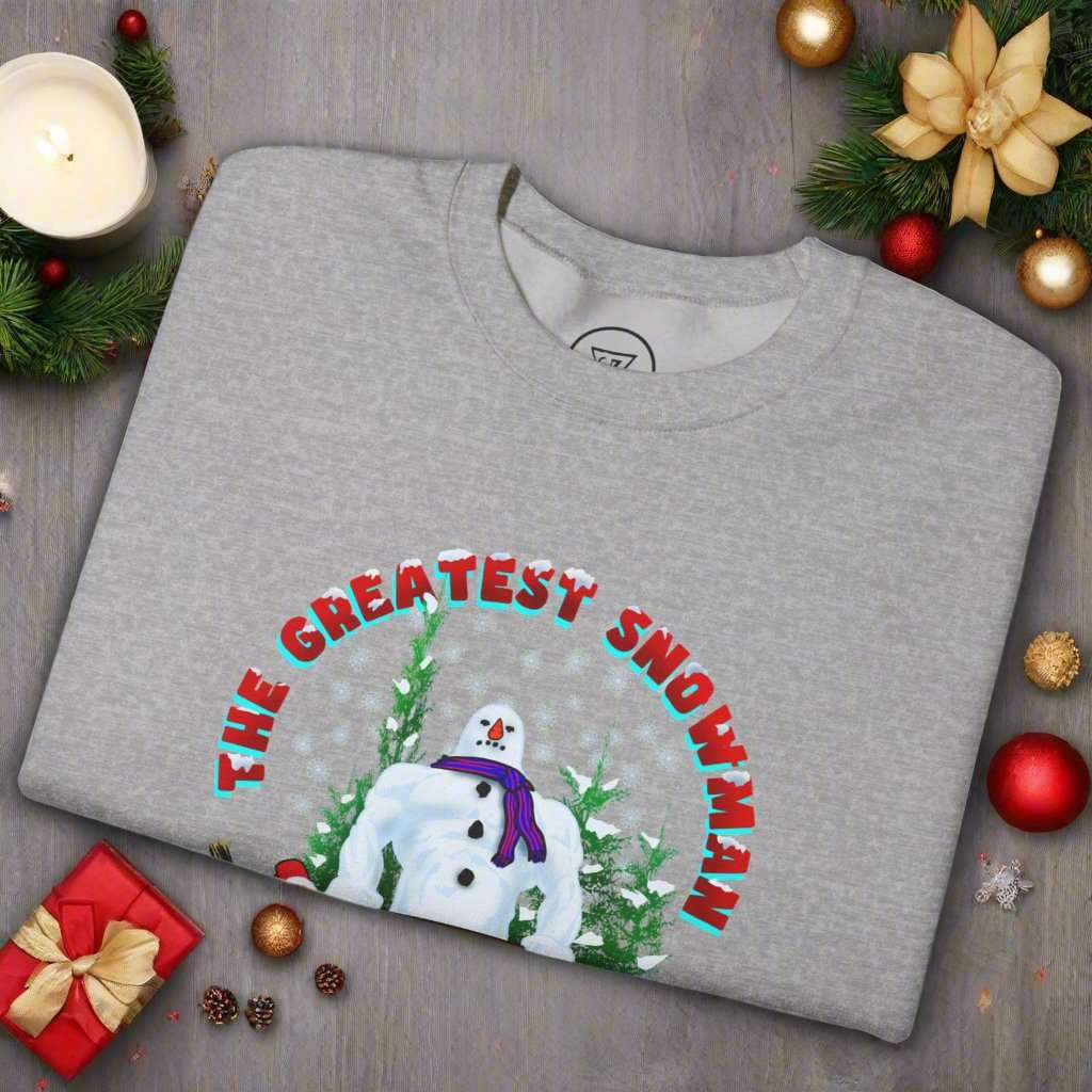 Snowman Sweatshirt Christmas Jumper sport grey folded
