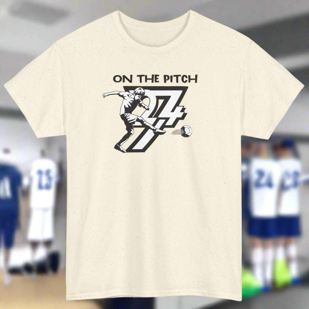 Soccer Player on shirt football player tee by 24/7 Unique Designs natural