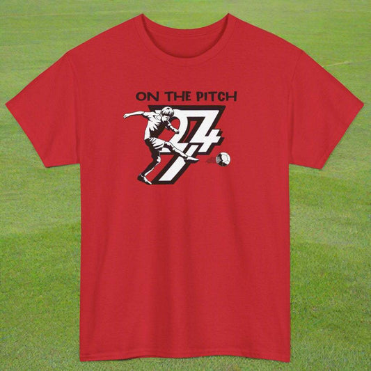 Soccer Player on shirt football player tee by 24/7 Unique Designs red