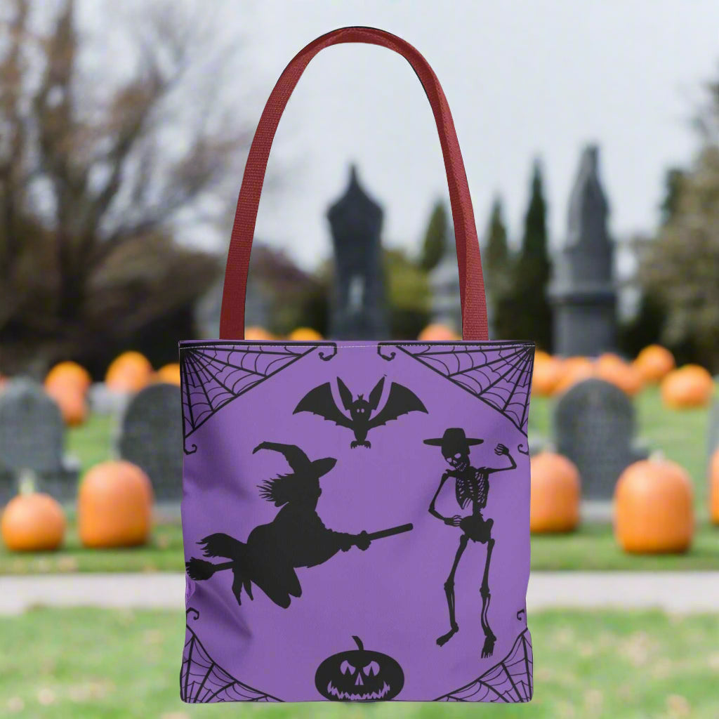 Spooky Halloween Tote Bag small red handle