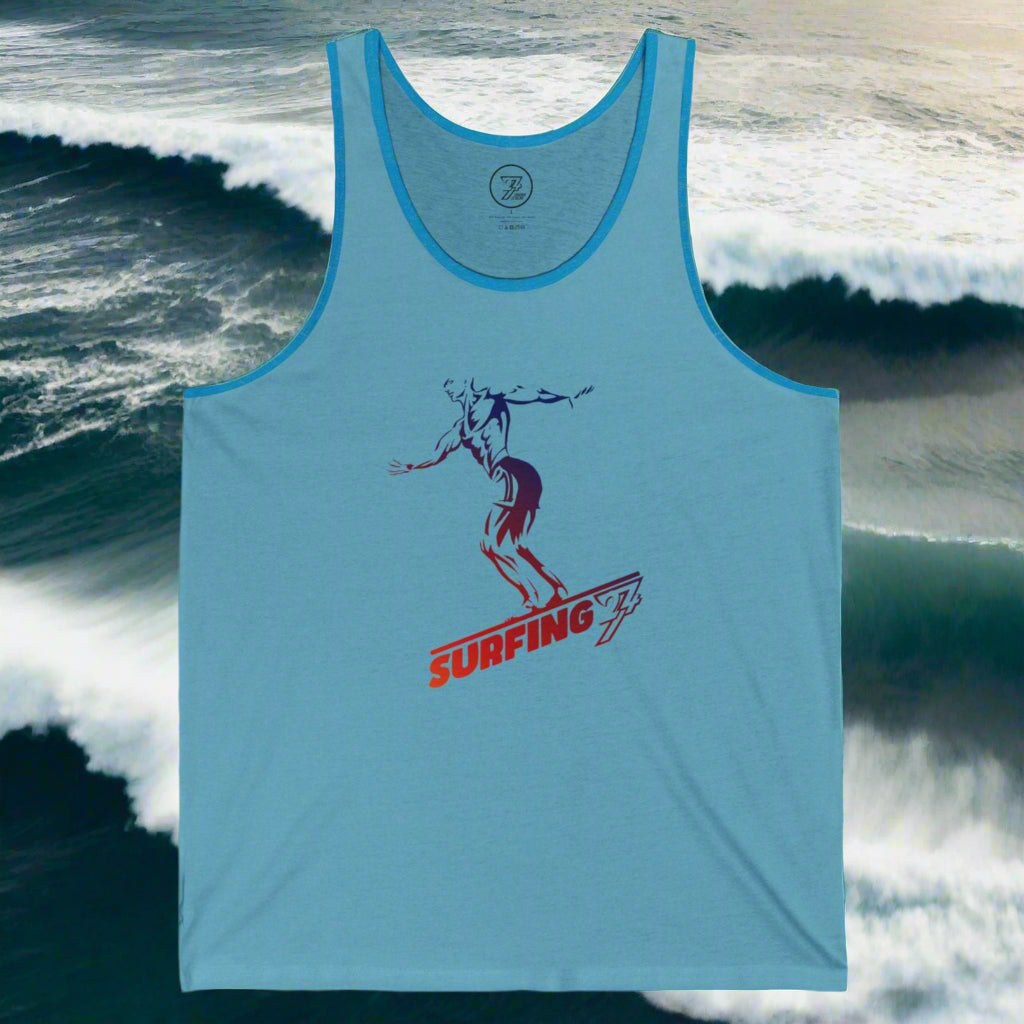Surfing tank top cool design by 24/7 Unique Designs