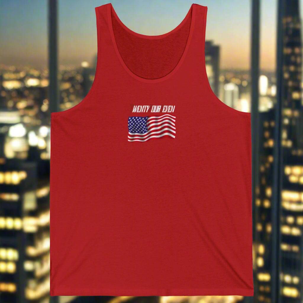 USA flag Jersey Tank red
