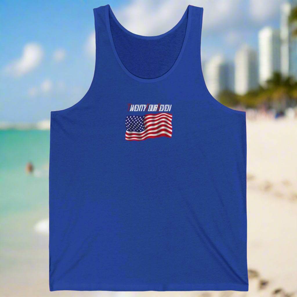 USA flag Jersey Tank royal blue