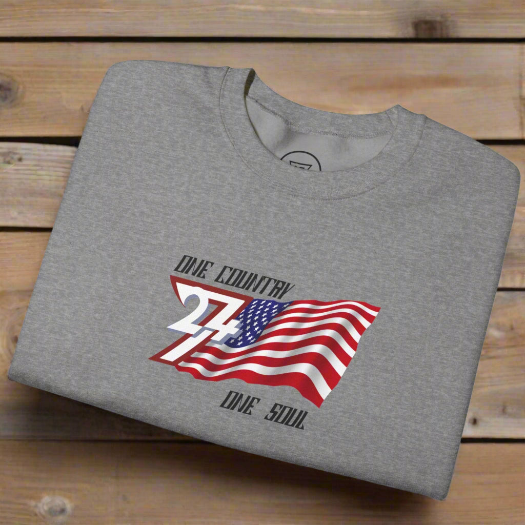 US flag jumper graphite heather