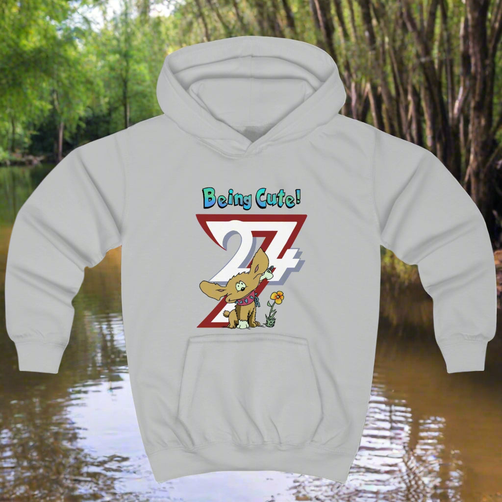 Unique Design Kids Hoodie Cute Doggy light grey