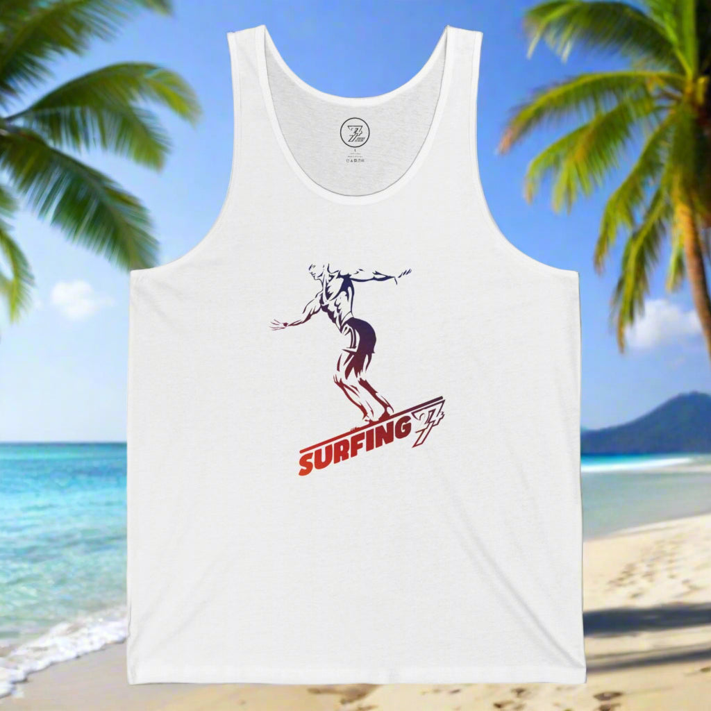 Unique surfing tank top by 24/7 Unique Designs
