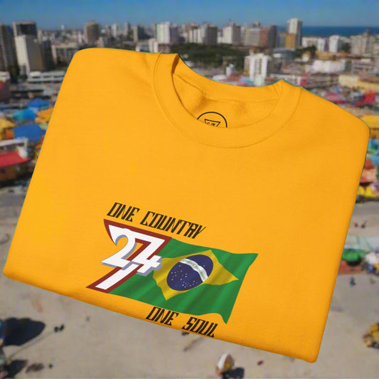 Unique sweatshirt with Brazil flag design on chest