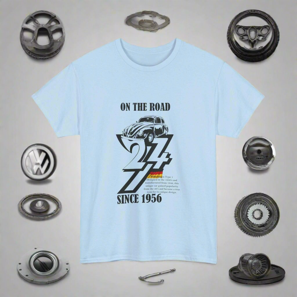 Vintage 1956 Volkswagen Tee Vintage Volkswagen T-shirt by 24/7 Unique Design light blue