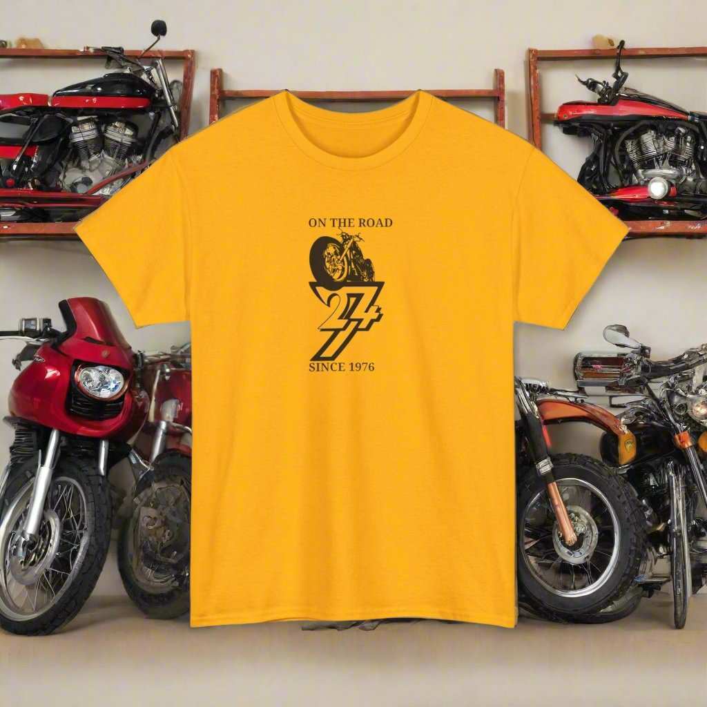 Vintage Bike on T-shirt bike tee motorbike t-shirt classic bike top gold