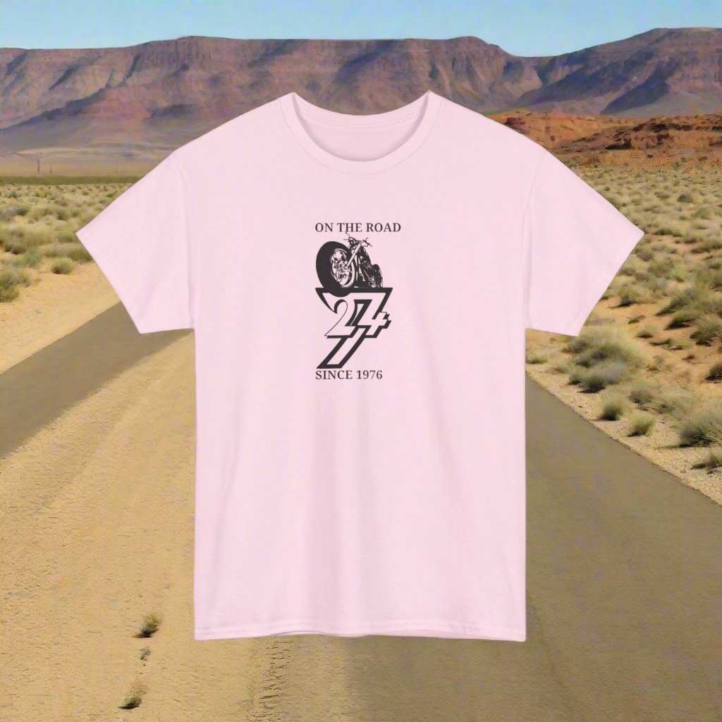 Vintage Bike on T-shirt bike tee motorbike t-shirt classic bike top light pink