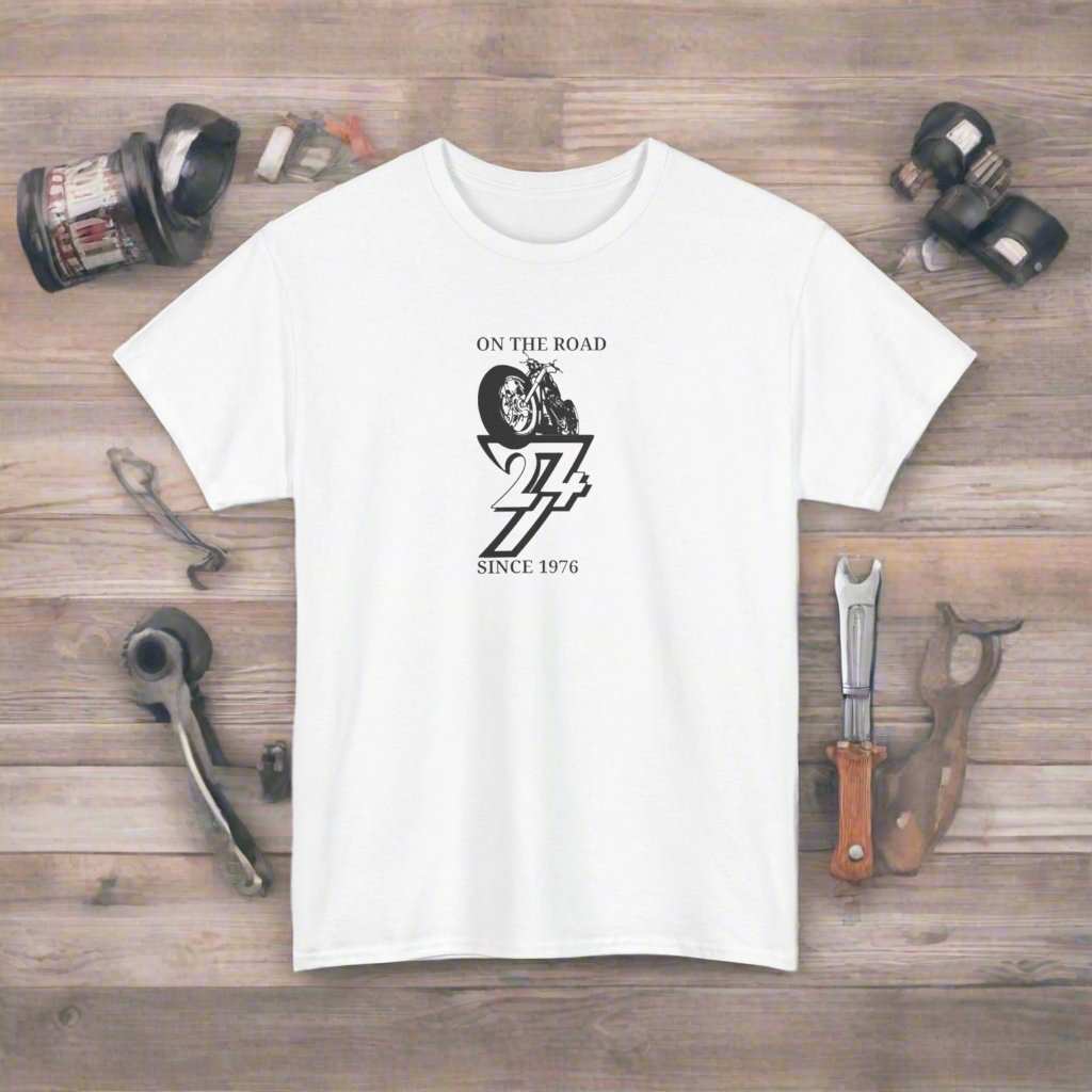 Vintage Bike on T-shirt bike tee motorbike t-shirt classic bike top white