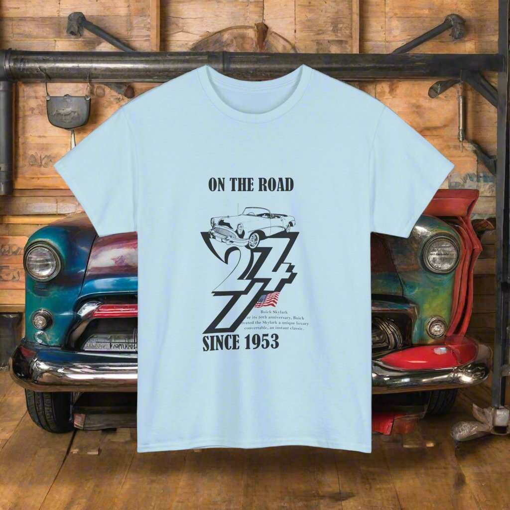 Vintage Car Tee 1953 Buick on t-shirt classic car tee light blue