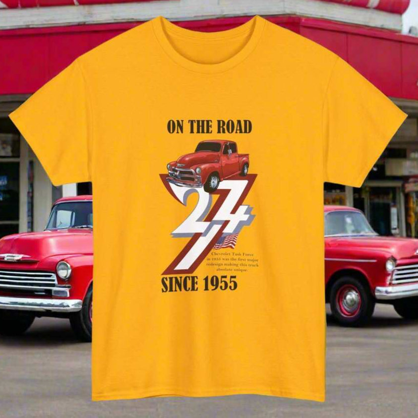 Vintage Chevy T-shirt 1955 Chevrolet Gift Shirt classic car Chevy tee gold
